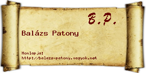 Balázs Patony névjegykártya